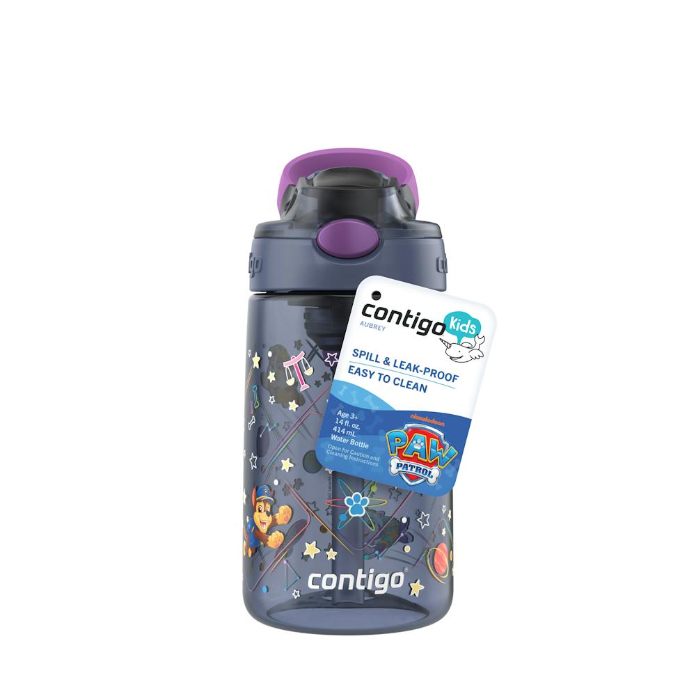 Contigo® Kids Water Bottle with Redesigned AUTOSPOUT® Straw, 14 oz, 2 pack - Purple Space Zodiac